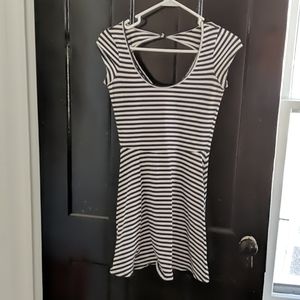 Navy and white striped dress